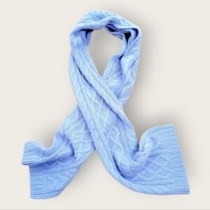 NORDSTROM Pure Cashmere Periwinkle Blue Purple Cable Knit Cabled Winter Scarf